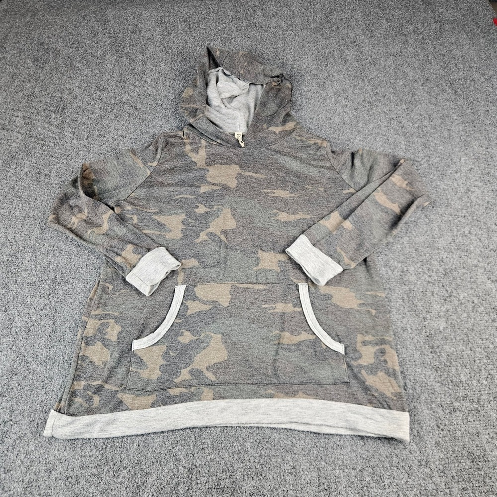 Pomelo Womens Camo Lightweight Hoodie Grey Camouflage Pullover Size L PTK2253
